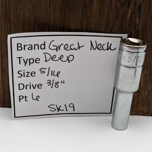 Great Neck Deep Socket 5/16" & 3/8" Drive 6 Point SK19